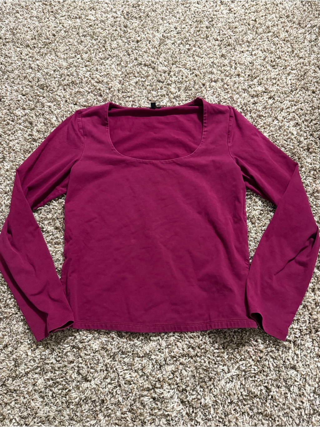 Express Long Sleeve Scoop Neck Top - Fuchsia